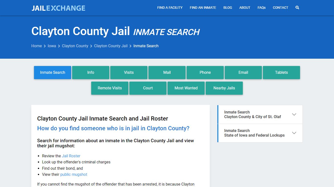 Inmate Search: Roster & Mugshots - Clayton County Jail, IA